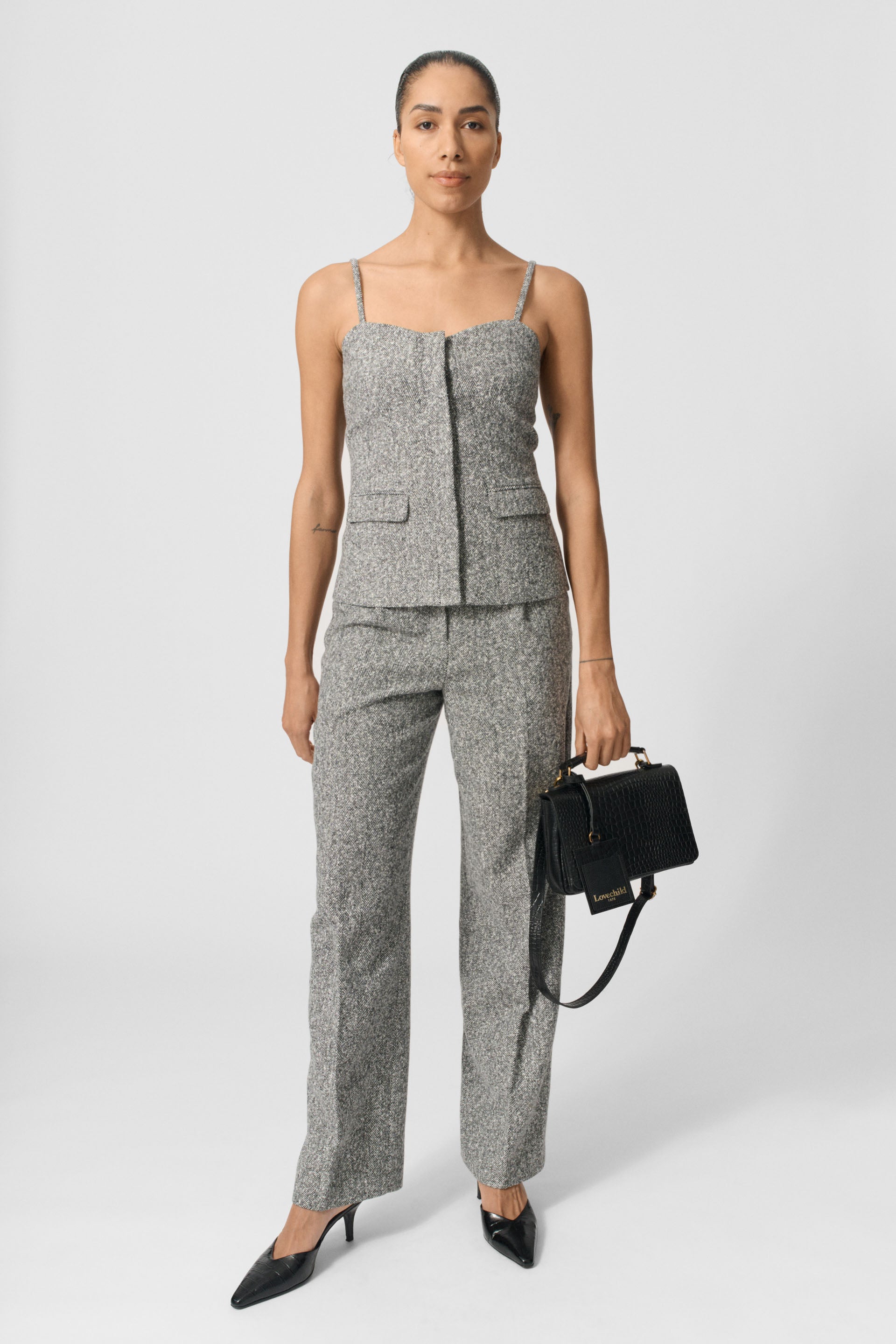 Lovechild 1979 Thalia Top Tops 906 Black and White Herringbone